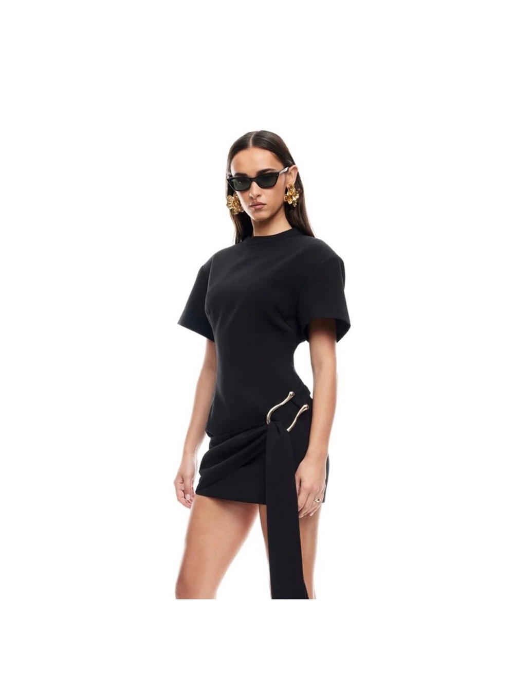 Lioness Martini Draped Belt Minidress Onyx. Size Medium - Picture 3 of 6